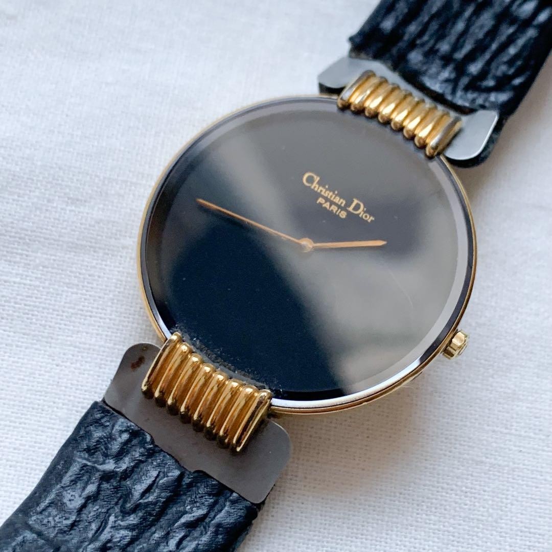 105 クリスチャンディオール　バギラ　47.153-2 ブラックムーン　腕時計 クリスチャンディオール バキラ 黒文字盤 レディース腕時計 ゴールド