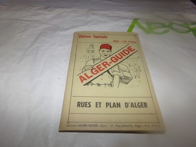 Vintage Algeria Map Guide Capital of Alger Distance Paris Bazar Directory 1955