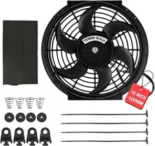Universal 10 Inch Electric Fan Radiator Cooling 12v Slim Pull Mount Kit 800cfm