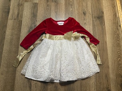 gold infant christmas dress Black Velvet Baby Christmas Dress: Gold Tulle with Personalized Bag 5T main image 0