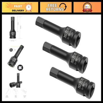 3PCS 3/8'' Drive H10 Hex Bit Socket Set, Impact Grade, 60mm Length, Cr-Mo Steel