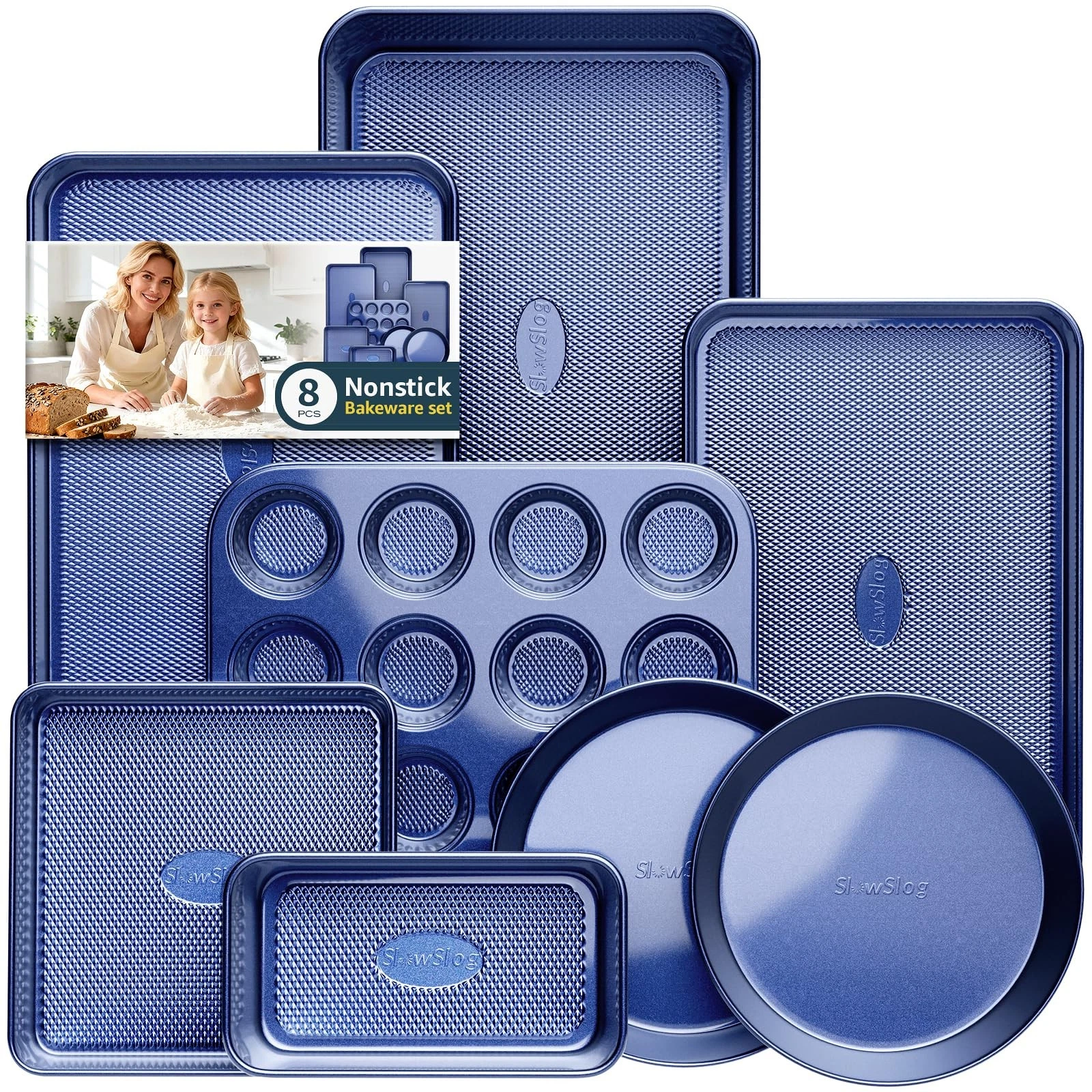 Baking Pans Set 8-Piece Bakeware Sets, Baking Sets for Cooking Nonstick Oven ...