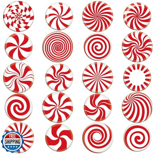 20 PZ Caramelle alla menta piperita natalizie gel spesso adesivo Natale canna di caramelle decorazione finestra - Foto 1 di 5