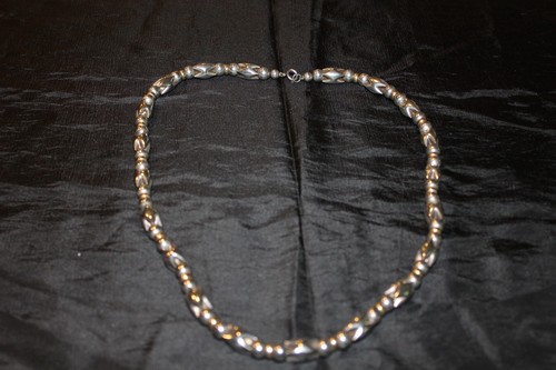 Collar de cuentas de plata de ley de diseño nórdico vintage de 14 k de 22" de largo - Imagen 12 de 12