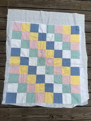 Unfinished Baby Quilt- Quilt Top, Backing, Batting & Quilting Lines Drawn On Top