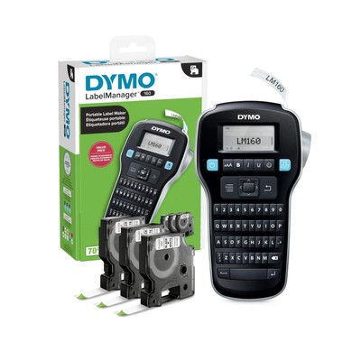 DYMO LabelManager 160 Portable Label Maker Bundle, Easy-to-Use, One-Touch Sma...