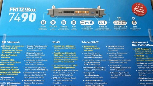 Fritzbox 7490 Dual-WLAN AC + N * Mesh, 2xUSB 3.0 Fritz Box Fritz! - Photo 6/13