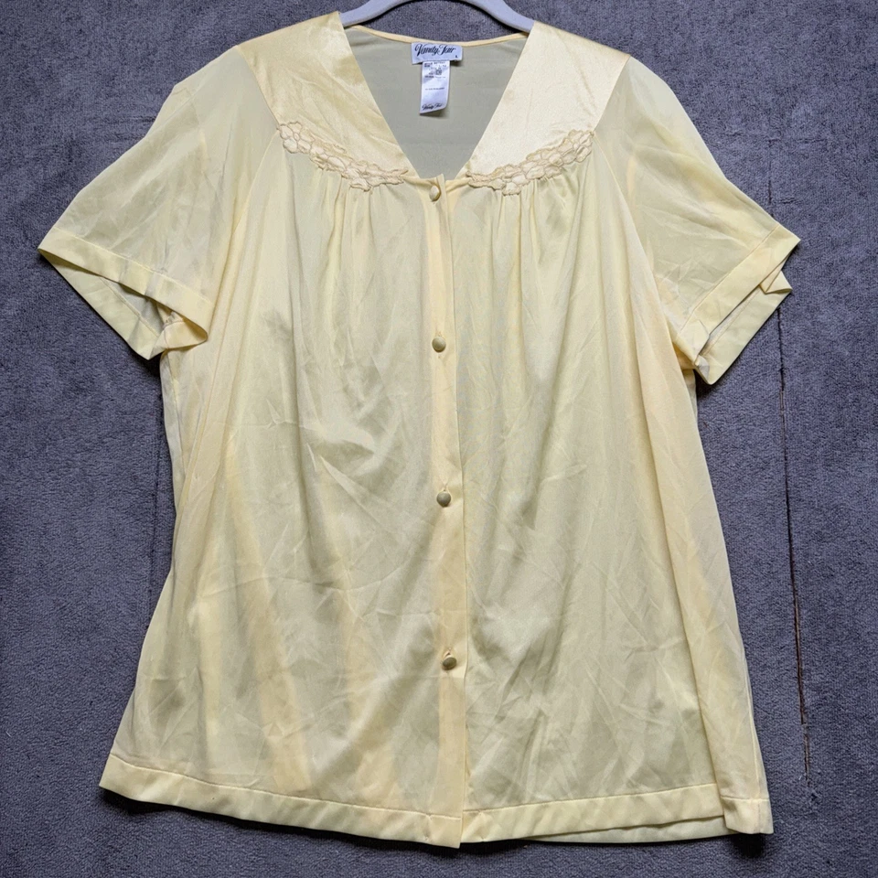 Camisa para dormir vintage amarilla mantequilla grande Cottagecore Coquette salón nailon top Foto 2 de 4