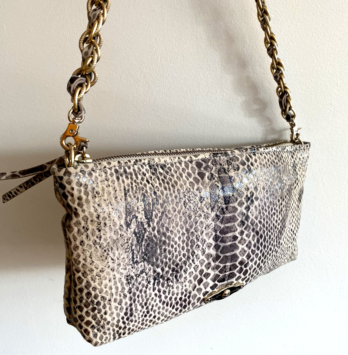 Elliott Lucca Snakeskin Python Embossed Leather C… - image 1