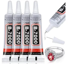 B-7000 Glue Clear 4 Pack – 15ml Jewelry Rhinestone Fabric Phone Repair Adhesive.
