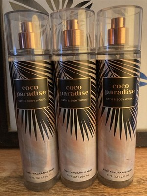 Bath & Body Works Coco Paradise Fine Fragrance Mist 8 fl oz Lot Of 3. New! Rare!