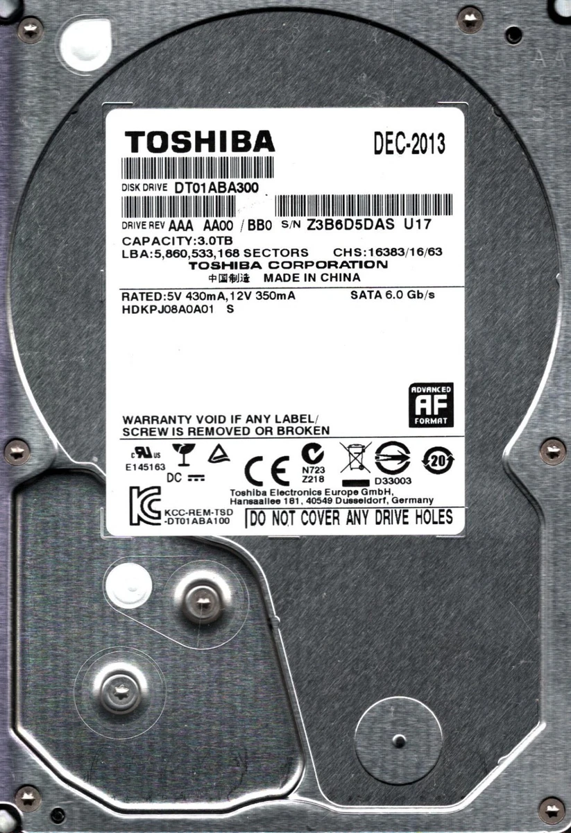 Toshiba Internal Hard Disk Drives 3 TB Storage Capacity for sale