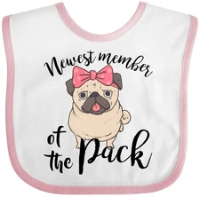 Inktastic Pug - Newest Member Of The Pack Baby Bib Announcement Pregnancy Dog