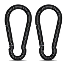 KINLINK 2 Pack Black Carabiner Clip, 4 inch Heavy Duty Spring Snap 4.00 IN 