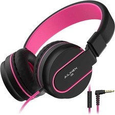 Casque Pliable Filaire Pour Enfants Noir Rose Jack 3,5mm