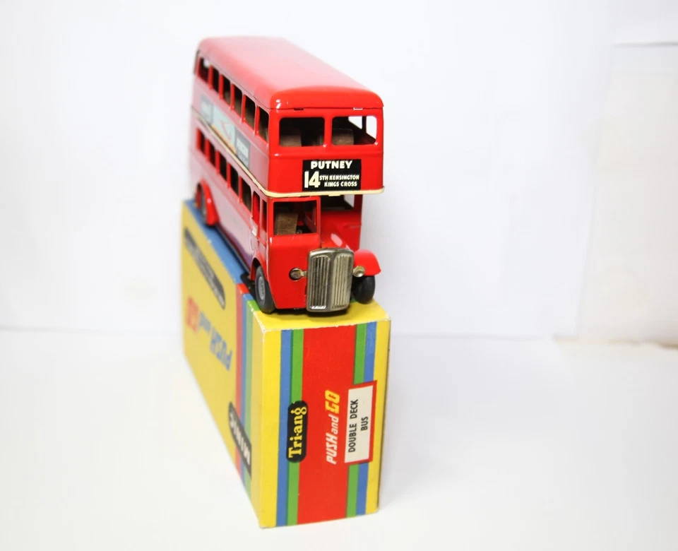 Triang Minic Double Deck Bus In Original Box - Near Mint 1950s Push and Go — 第 4/4 张图片