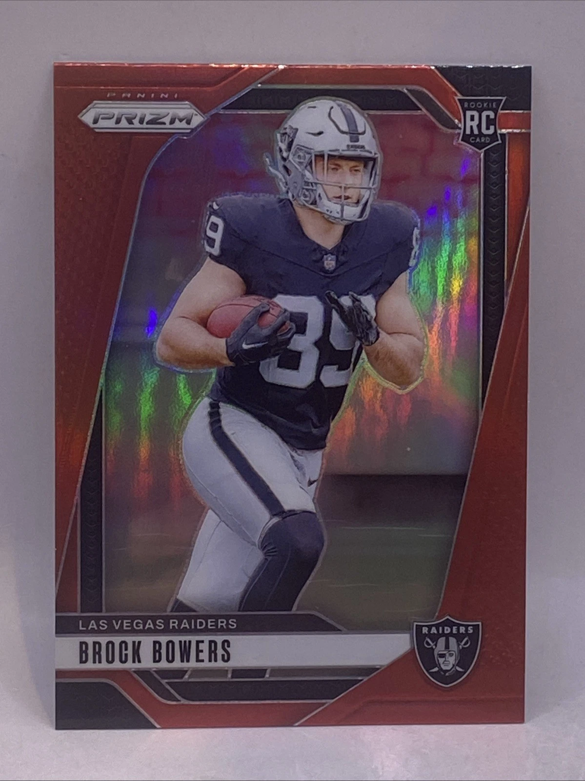 BROCK BOWERS 2024 PANINI PRIZM ROOKIE RED RETAIL SSP RAIDERS #315 RC SP RC