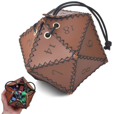 Stilvolle Ledertasche mit Kordelzug für RPG Brettspiel wasserdicht & tragbar