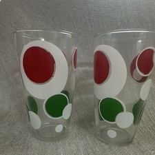 Vintage Hazel Atlas Polka Dot Tumblers Set of 2 Jumbo 20oz Glasses MCM 1950s HA 