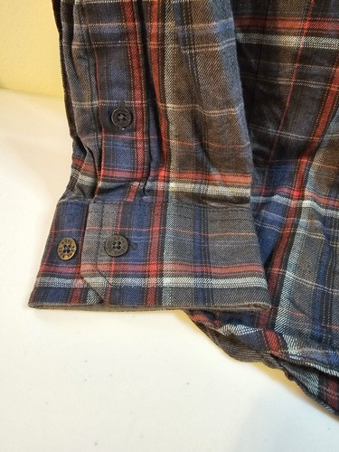Kuhl Button Down Shirt Men's Size Small Long Sleeve Plaid Flannel Gray Red Blue - Picture 13 of 15
