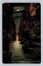 Ausable Chasm NY- New York, Flume Moonlight On The River, Vintage Postcard