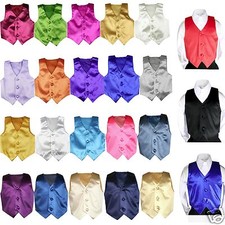 New Satin Vest only for Teen Boy Young Adult Red Black Formal Party Suit 16-28