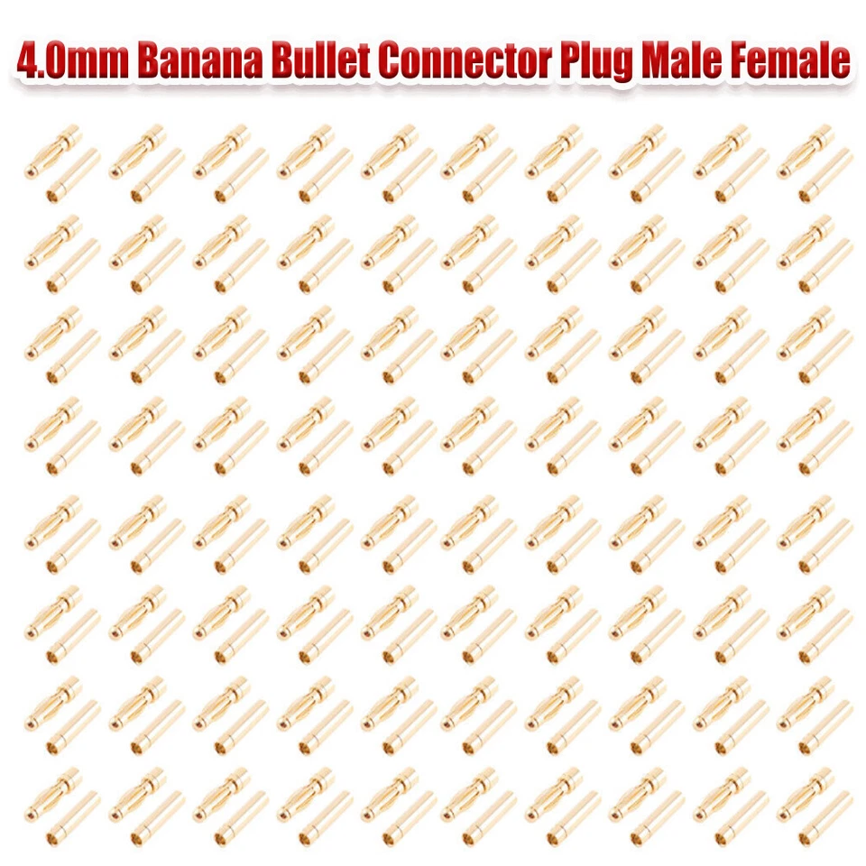 Банановый пулевой разъем 4 мм штекерный гнездовой для радиоуправляемого аккумулятора двигателя ESC бесщеточный - Изображение 2 из 4