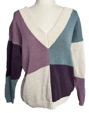 Vintage 80s Rafaella sweater color block angora wool blend oversized S