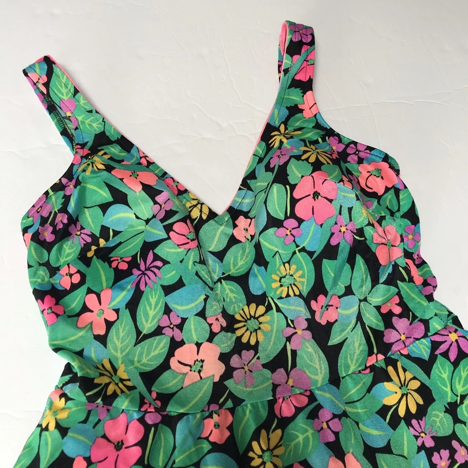 Traje de baño vintage Gabar para mujer 12 florales de una pieza traje de baño playa tropical EE. UU. Foto 3 de 4