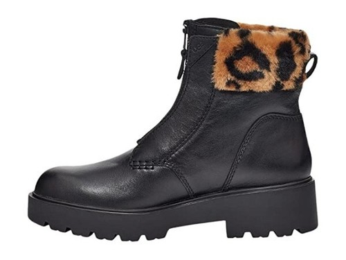 Stivaletti UGG Czeriesa stampa pantera polsino impermeabili in pelle neri taglia 6 NUOVI