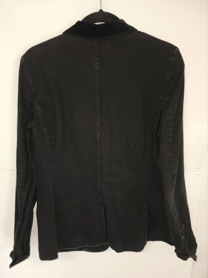 LAUREN Ralph Lauren | Velour Black Denim Blazer Jacket | Size: Large - Image 3 of 4