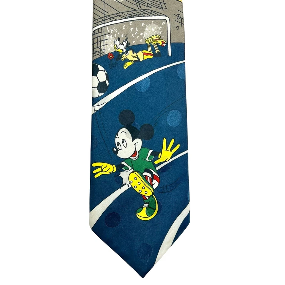 Corbata de colección Disney para hombre Mickey corbata ilimitada en azul amarillo Goofy fútbol Foto 2 de 4