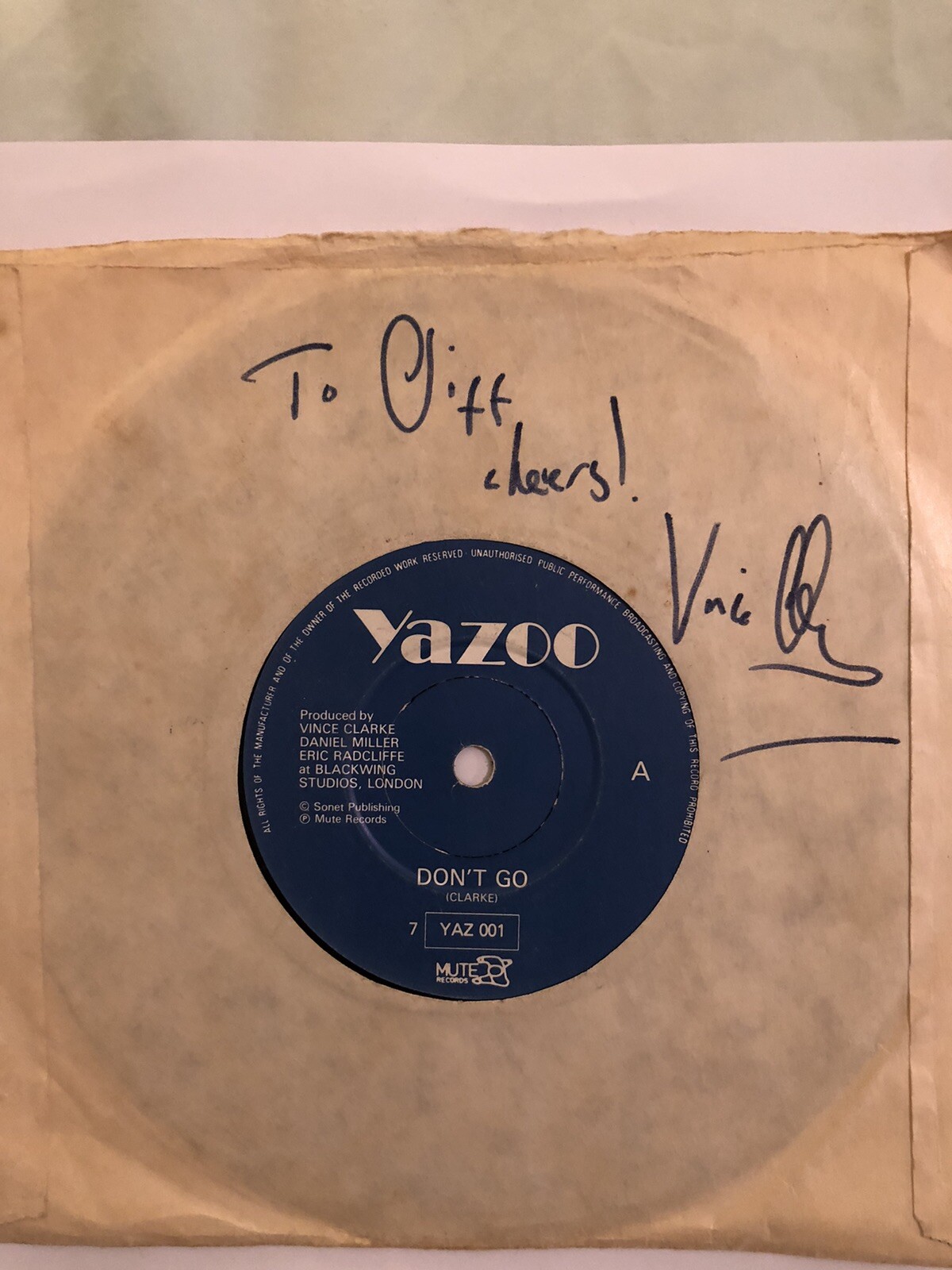 Vince Clarke Signature Yazoo Depeche Mode Erasure Yazoo Don't Go Yaz