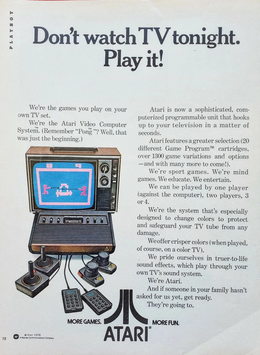 1978 print ad ATARI HOME VIDEO COMPUTER GAMES-DONT WATCH TV TONIGHT