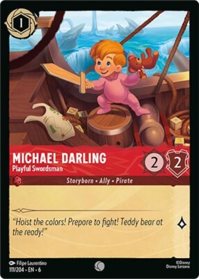 Lorcana TCG Michael Darling - Playful Swordsman 111/204 Azurite Sea Cold Foil