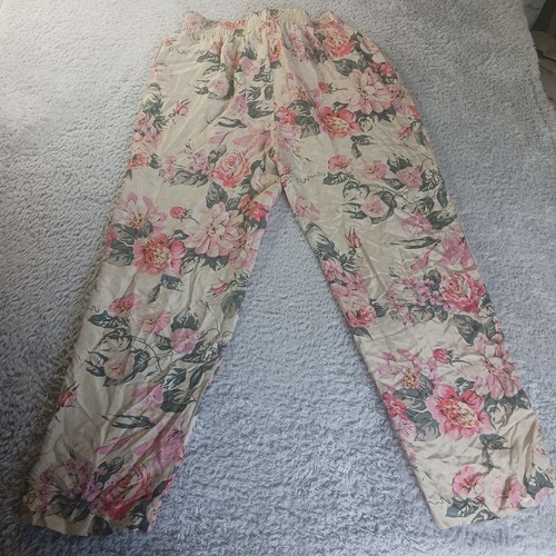 Carole Little Floral Silk Pants Pull On Lightweight Summer Boho Casual Womens 6 - Picture 7 of 8
