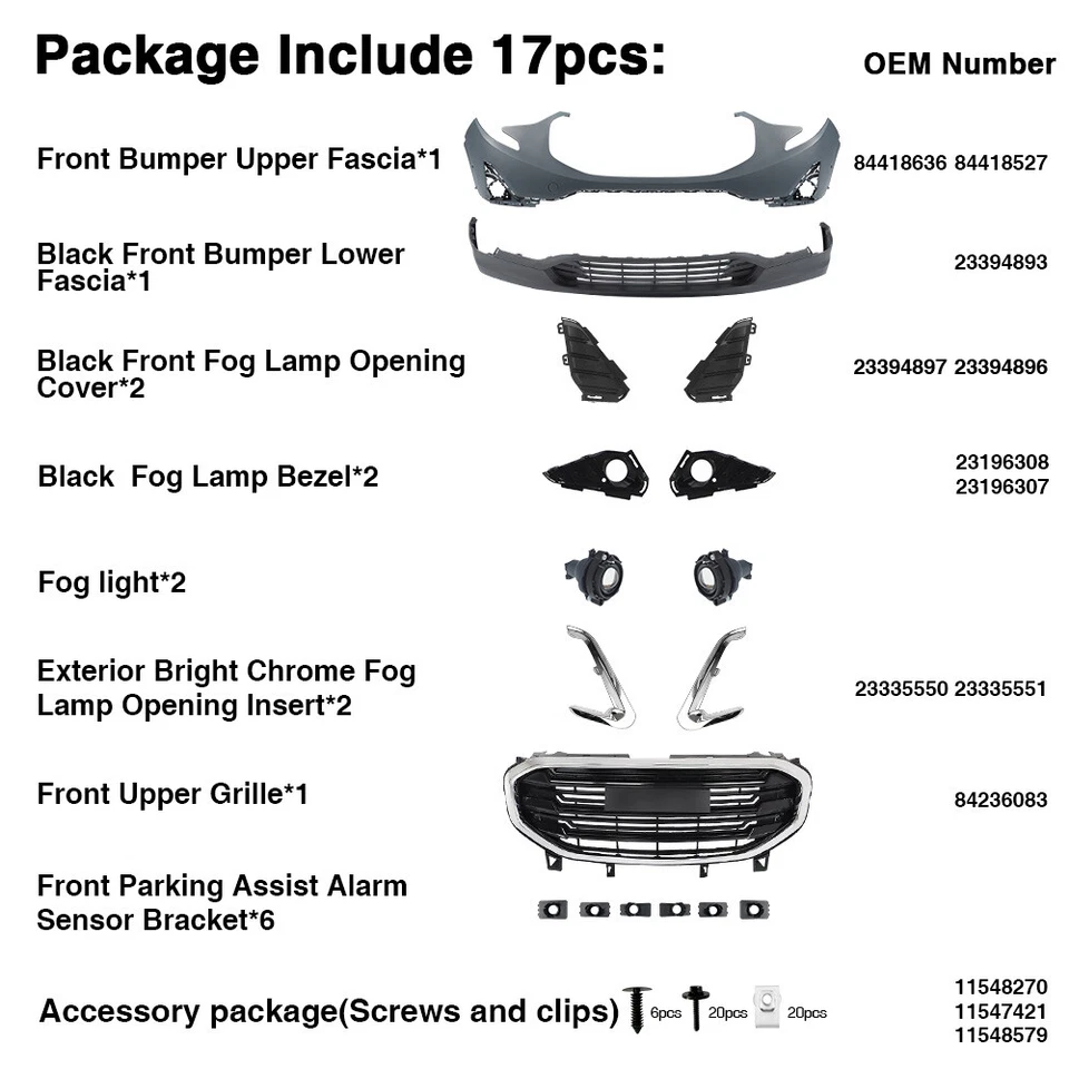 Front Bumper Cover Assembly Grille Kit For 2018 2019 2020 2021 GMC Terrain - Image 4 of 4