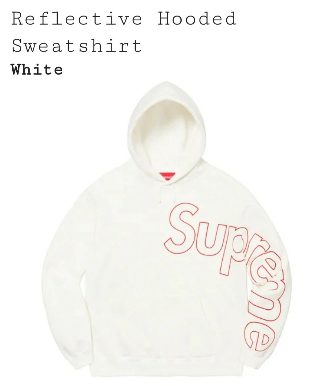 Sweat à capuche réfléchissant Supreme   Blanc   Taille XL   Neuf