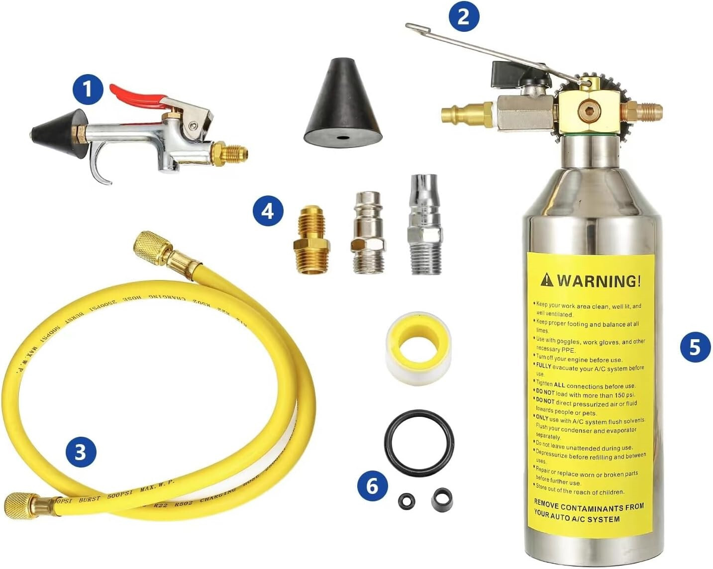 AC Flush Kit Car Air Conditioner System Lines Flush Gun Kit AC Flushing Canister