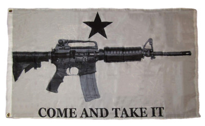 3x5 Realistic M-4 AR15 Carbine Come And Take It White Flag 3'x5' Grommets