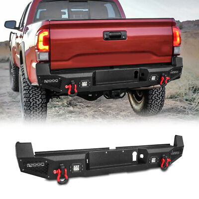 For 2016-2023 Toyota Tacoma Black Front/Rear Bumper Guard W/D-Rings + LED Lights