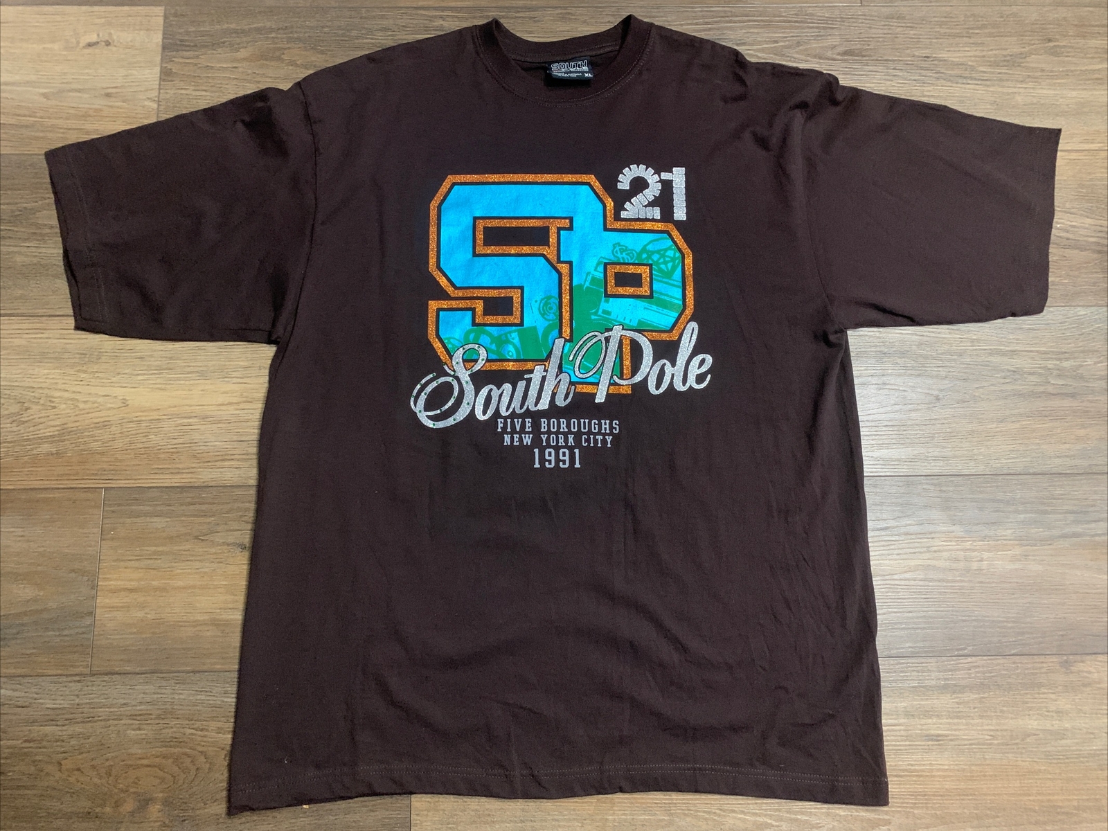 Vintage South Pole T Shirt Authentic Collection Glitter Rap Hip Hop Mens XL