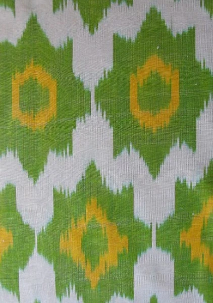 3.2 Yard HAND MADE UZBEK Natural SILK IKAT ADRAS FABRIC #5703** - Image 2 of 4