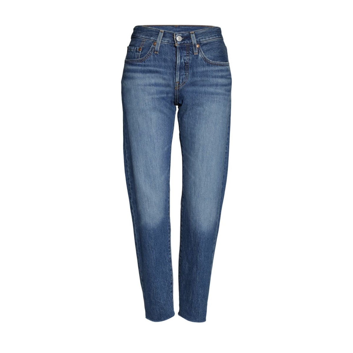 Levi's 501 Tapered Raw Hem Jeans Size 25 High Rise Mid Blue Wash