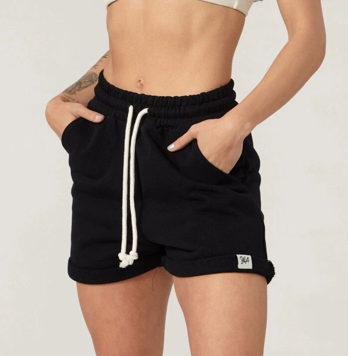 NEUF Short de sweat femme en coton Supreme Jeune LA, noir, moyen, ÉPUISÉ