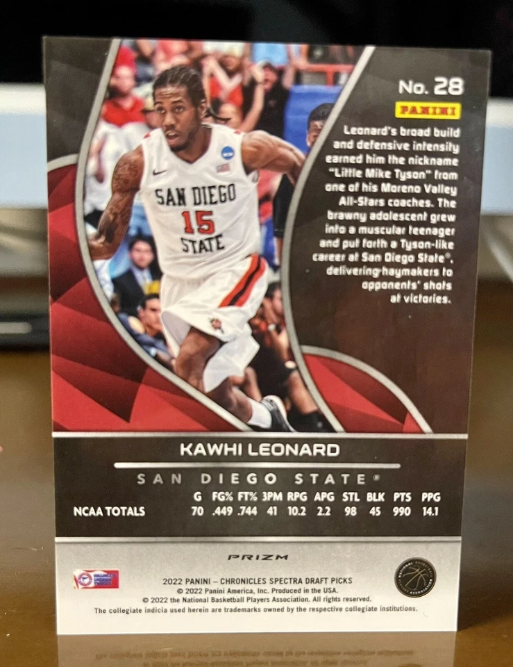 2022-23 Panini Spectra Kawhi Leonard (San Diego State) #28 - Image 2 of 2