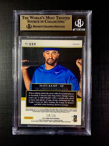 MATT KEMP BGS 10 POP 1 2013 Select Team Gold 18/25 #9 PRISTINE - Picture 4 of 6