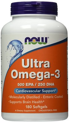 NOW FOODS, ULTRA OMEGA-3 500 EPA/250 DHA Herz-Unterstützung 180 Weichkapseln