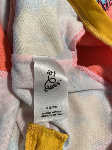 Target Art Class Swimsuit Girls Small 6 / 6X Floral Print Pink Bright Zip up - Picture 10 of 14