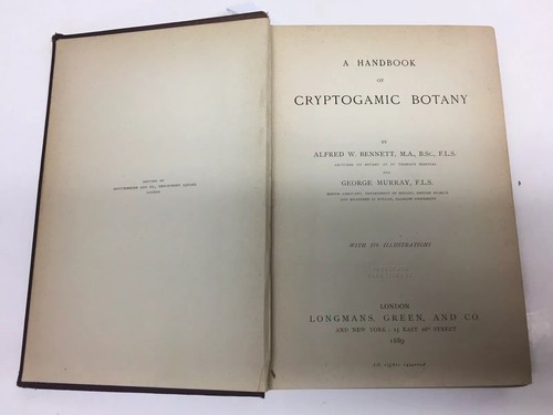 HANDBOOK CRYPTOGRAPHIC BOTANY BY ALFRED BENNETT HC 1889 PLANT CELLS FUNGI FOSSIL - Imagen 5 de 9